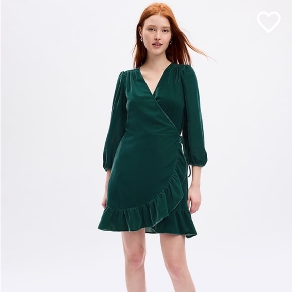 Gap Black Velvet Wrap Dress, M, NWT - Picture 4 of 7